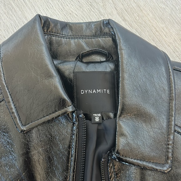 PU cropped leather jacket - Picture 3 of 4